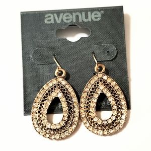 AVENUE GOLD RHINESTONE TEARDROP CUTE GIFT EARRINGS